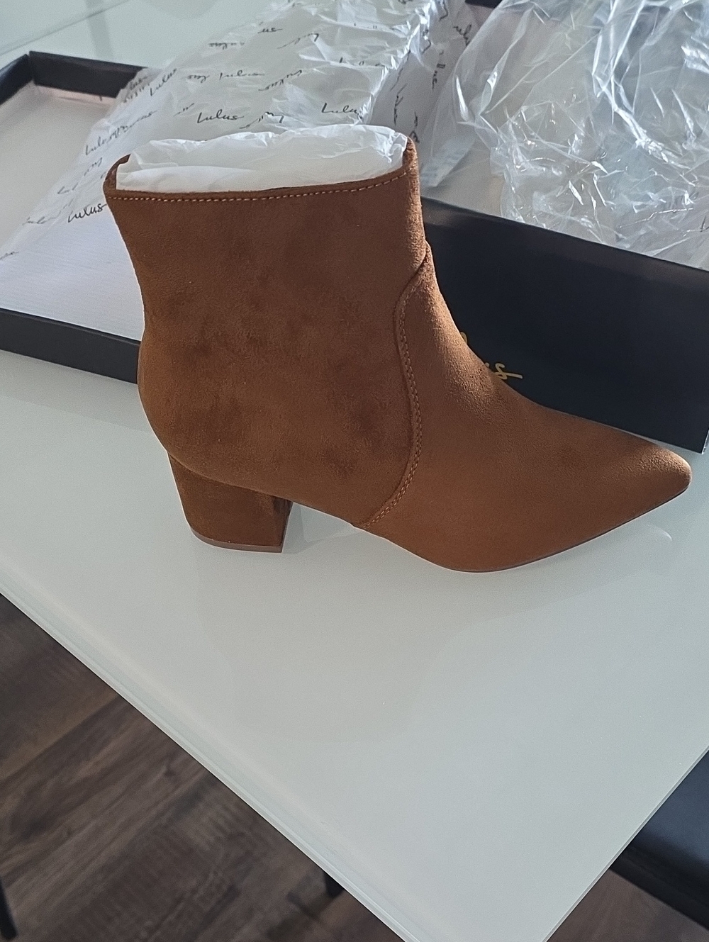 Lulu's Chestnut Pointed Toe Suede Ankle Booties